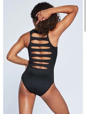 Jo+Jax Black Cutout Back One-Piece Combo leotard